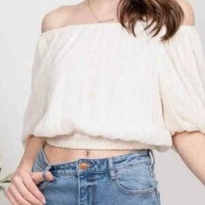 🔥3 for $18 Bundle - By the River Cream Puffed Sleeved Ruffled Blouse